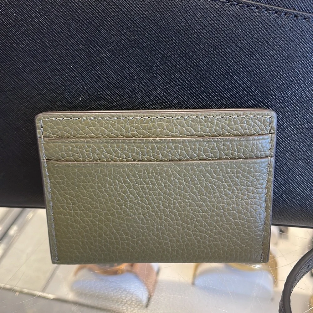 MICHAEL KORS Reed Large Pebbled Leather Card Holder Case Wallet COLOR:OLIVE NWT